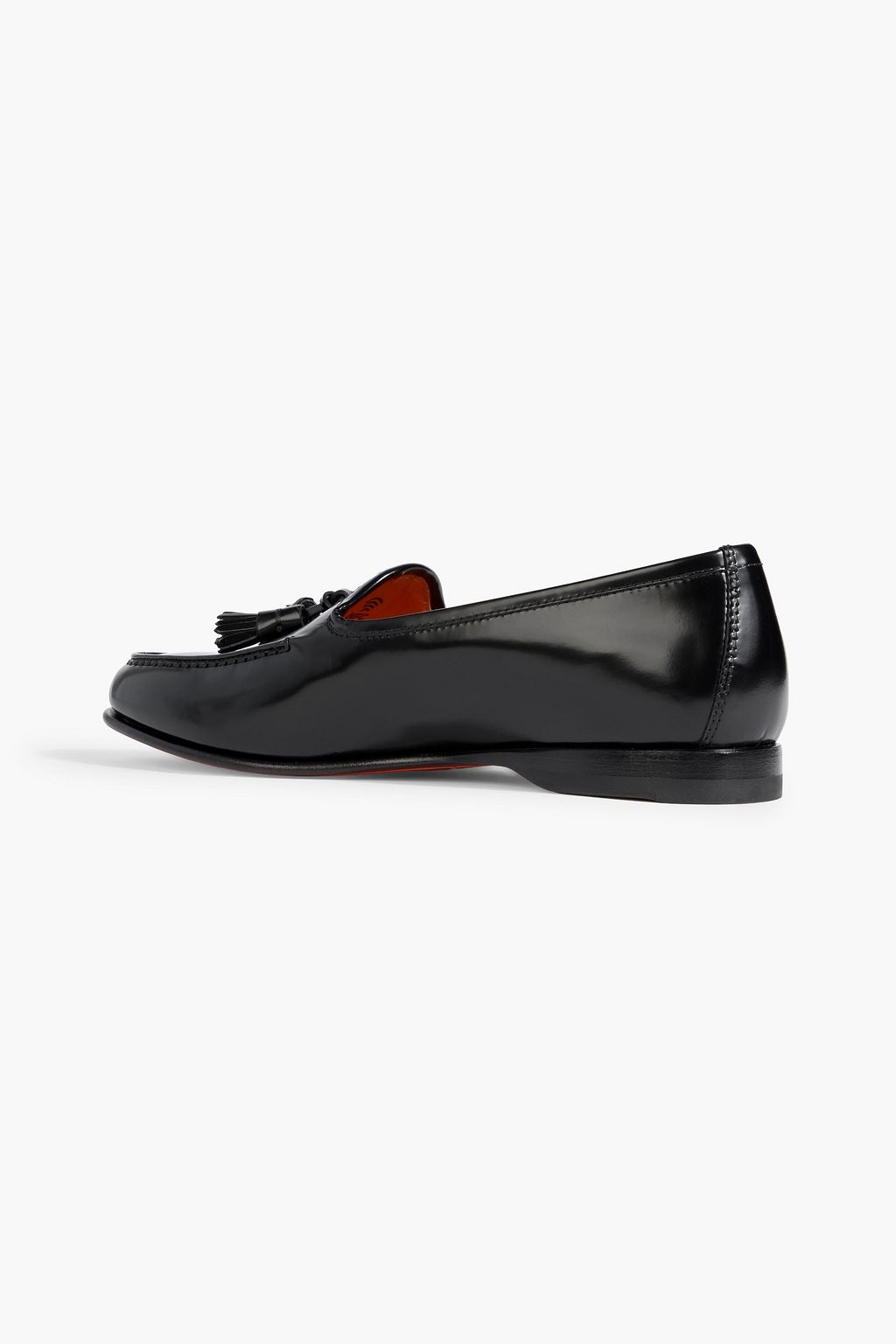 SANTONI Andrea tasseled glossed-leather loafers