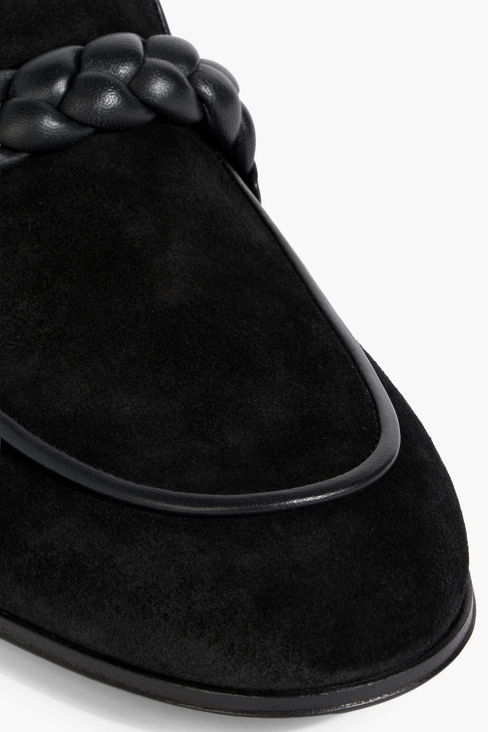 Gianvito Rossi Belem Leather-trimmed Suede Slippers In Black