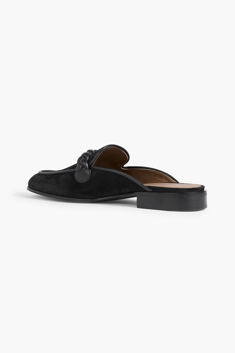 Gianvito Rossi Belem Leather-trimmed Suede Slippers In Black