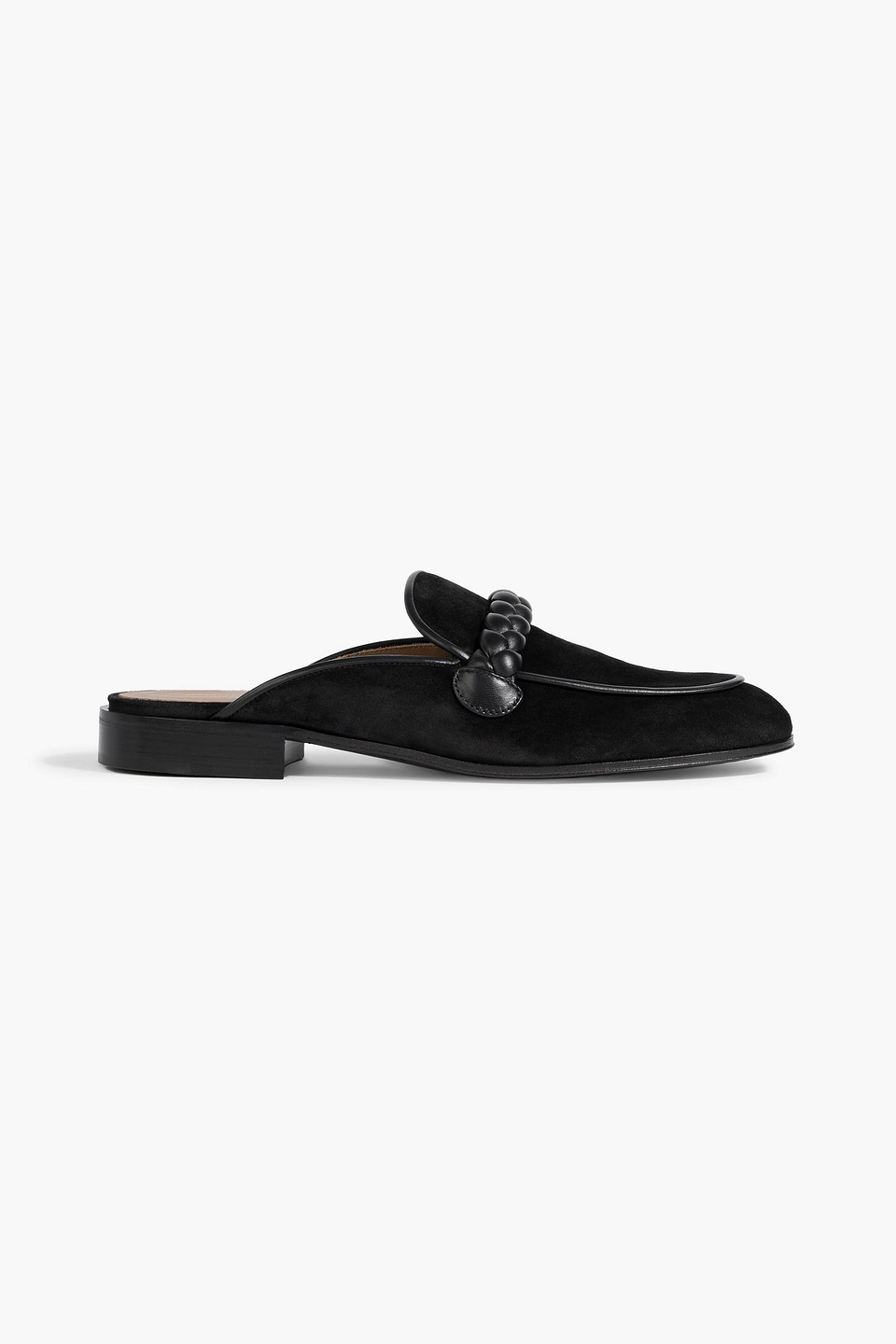 Gianvito Rossi Belem Leather-trimmed Suede Slippers In Black