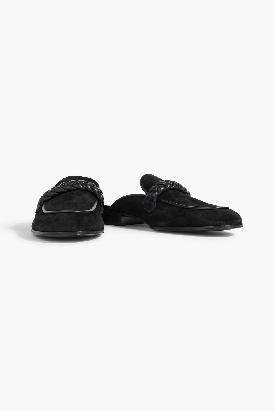 Gianvito Rossi Belem Leather-trimmed Suede Slippers In Black