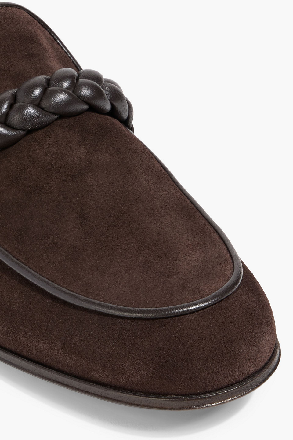 Gianvito Rossi Belem Leather-trimmed Suede Loafers In Brown