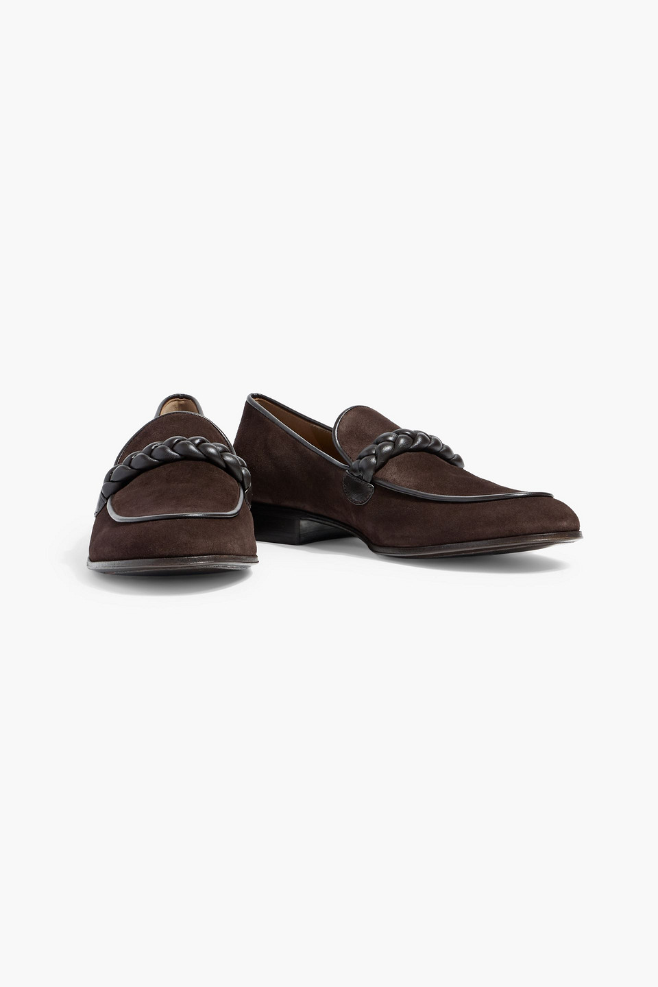 Gianvito Rossi Belem Leather-trimmed Suede Loafers In Brown