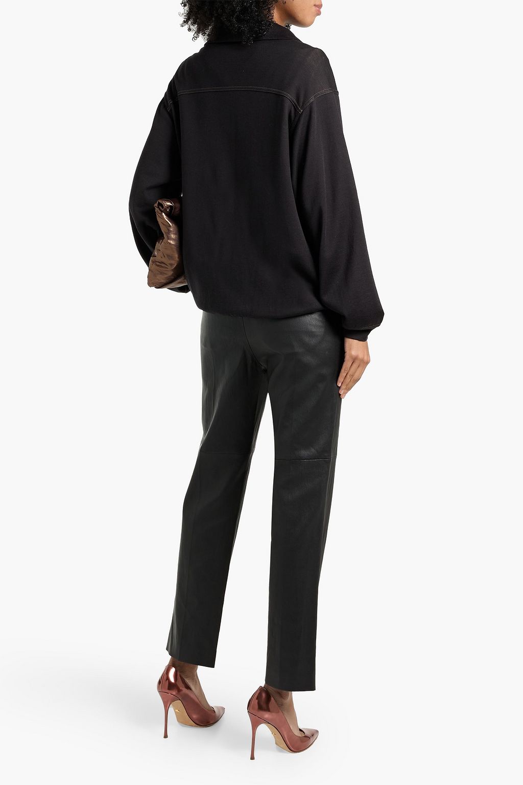 BRUNELLO CUCINELLI Bead-embellished cotton-blend jersey half-zip sweatshirt