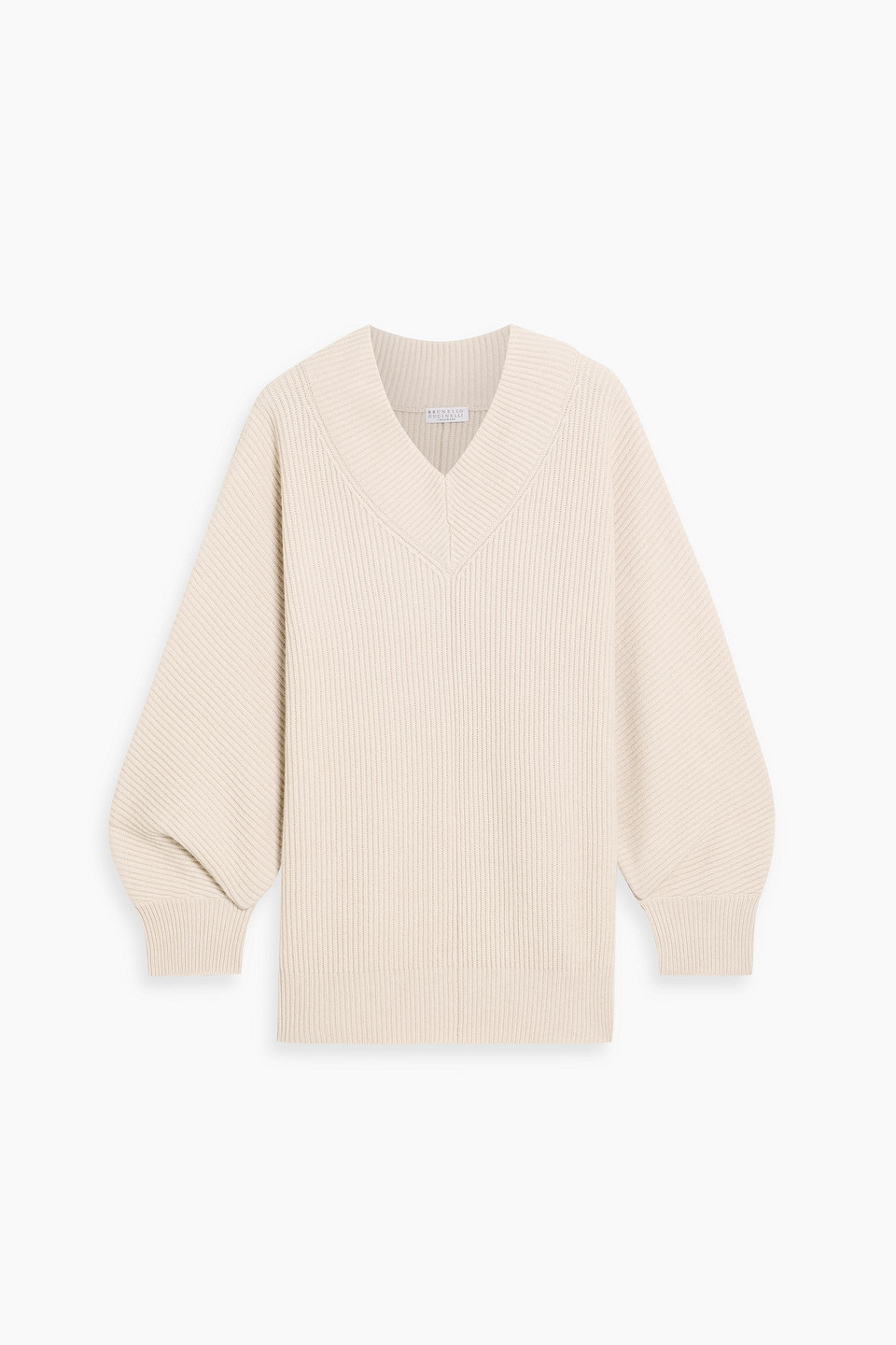 Brunello Cucinelli Ribbed Cashmere Sweater In Neutral