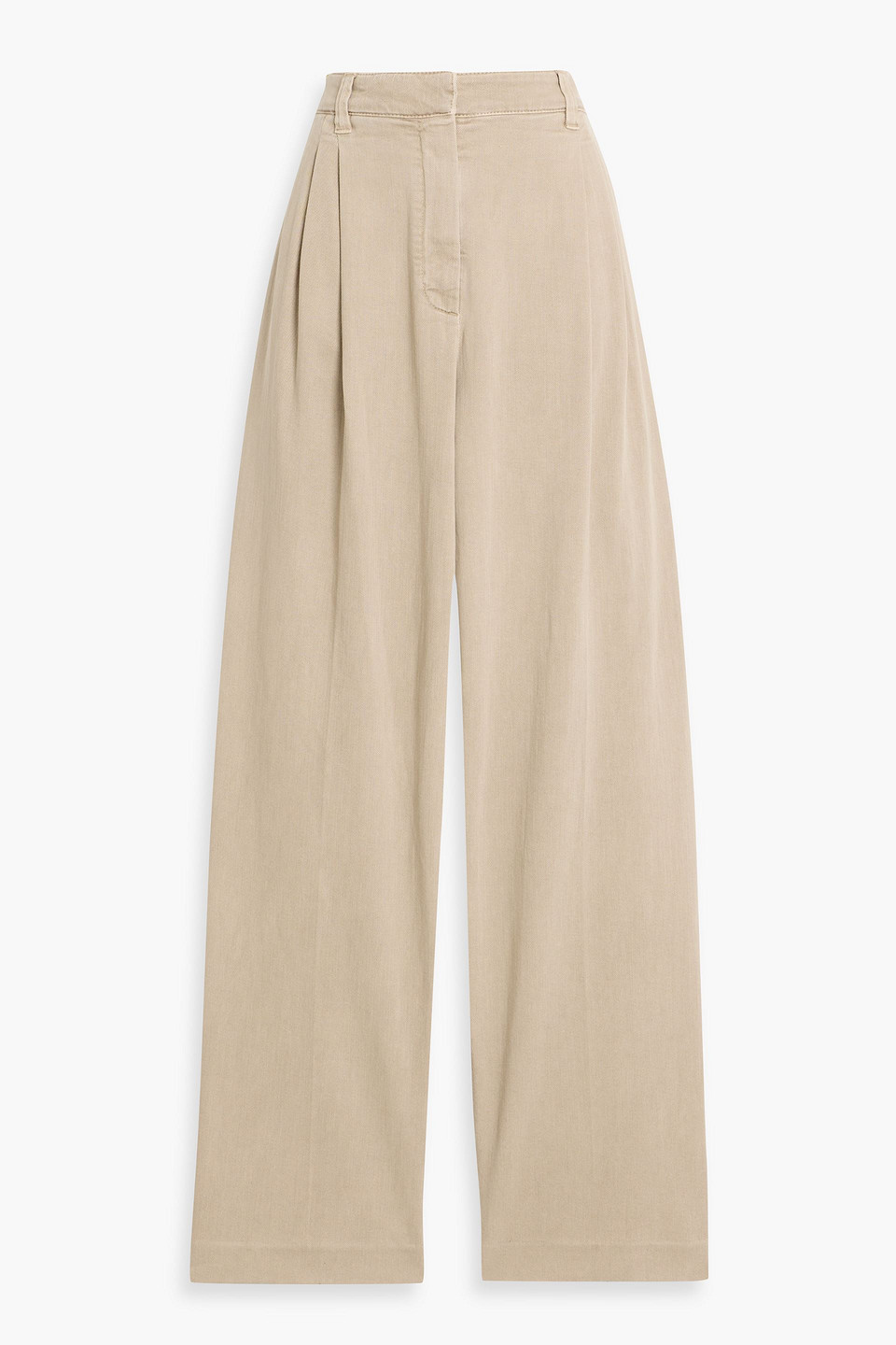brunello cucinelli - cotton-blend twill wide-leg pants - neutral - it 42