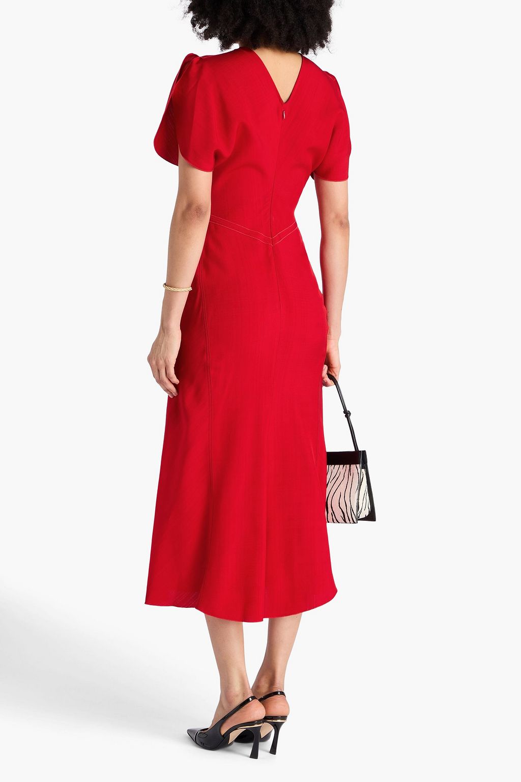 VICTORIA BECKHAM 개더 디테일 크레이프 미디 드레스