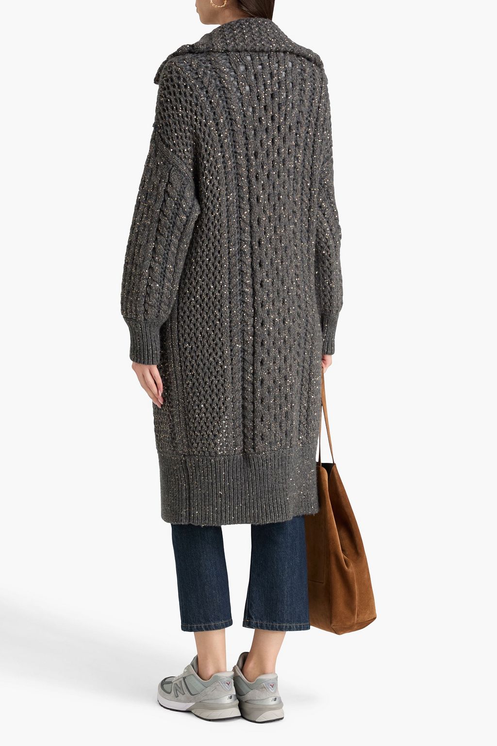 BRUNELLO CUCINELLI Cardigan aus Kaschmir mit Zopfstrickmuster und Pailletten