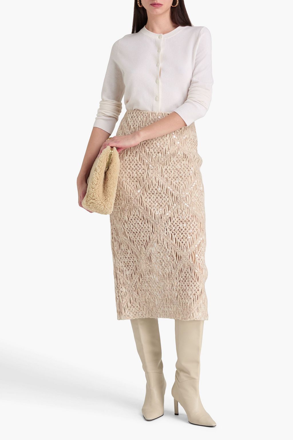 BRUNELLO CUCINELLI Midirock aus Tüll mit Pailletten