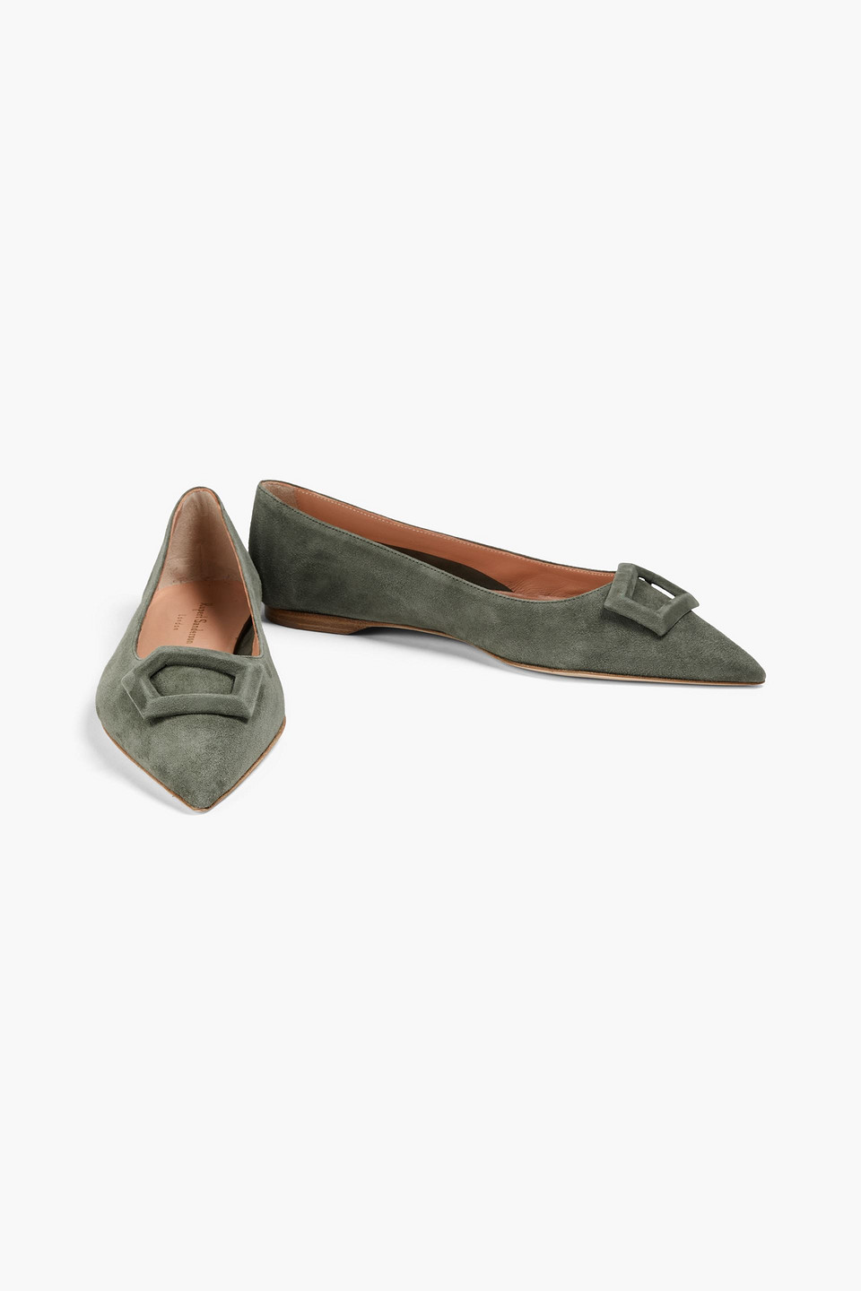  Rupert Sanderson - Flache Schuhe „traboe“ Aus Veloursleder Mit Spitzer Kappe Und Verzierung - Grün - Eu 35 
