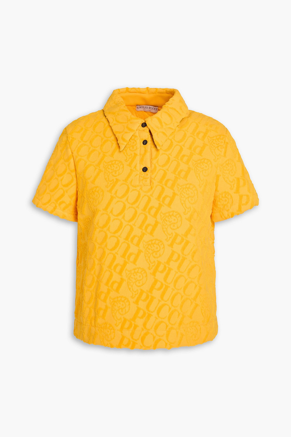 Pucci Cotton-terry Jacquard Polo Shirt In Orange
