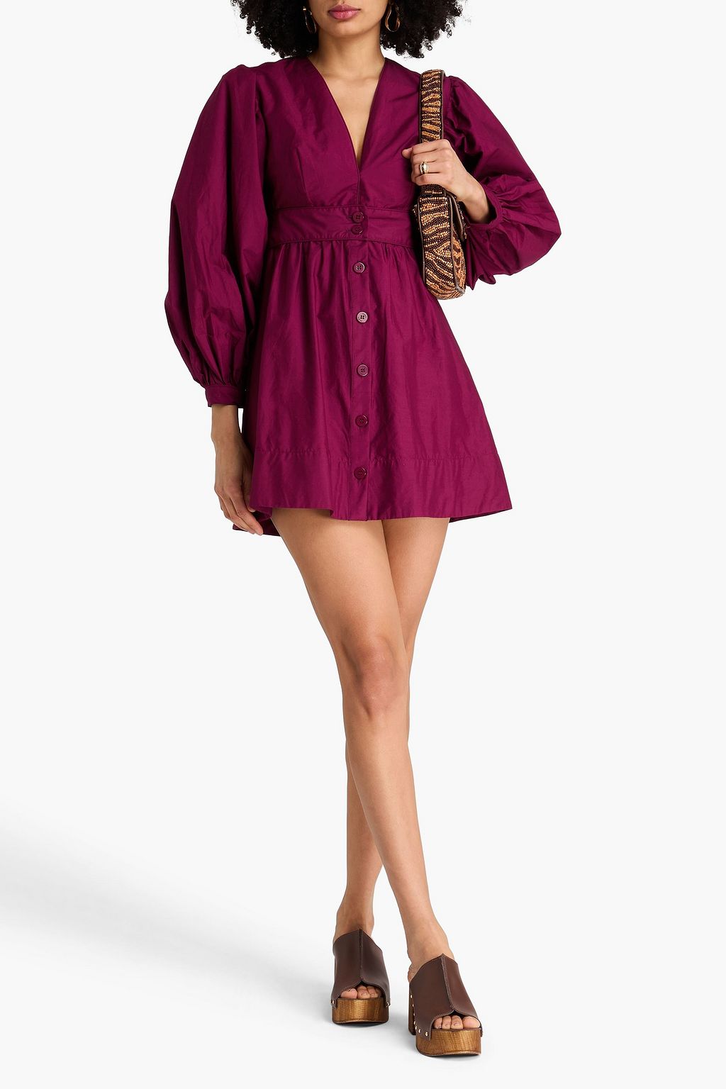 FARM RIO Gathered cotton-poplin mini dress | THE OUTNET