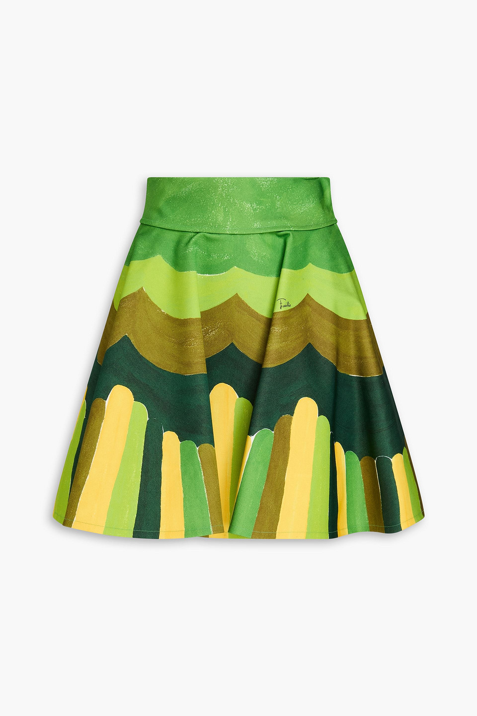 Pucci Printed Cotton-blend Twill Mini Skirt In Green