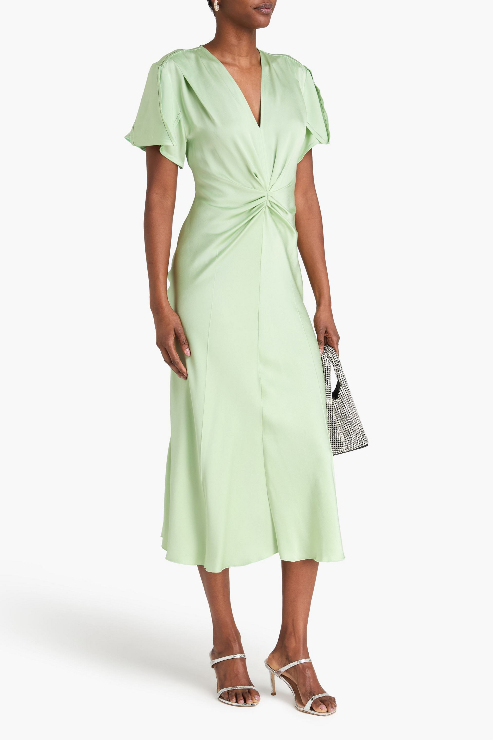 Victoria Beckham Ruched satin-crepe midi dress
