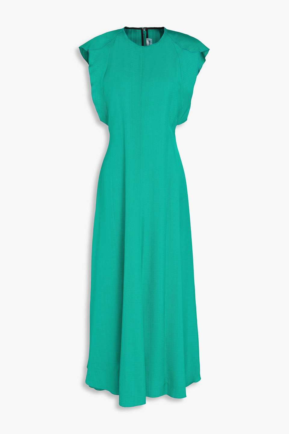 victoria beckham - ruffled crepe midi dress - green - uk 4