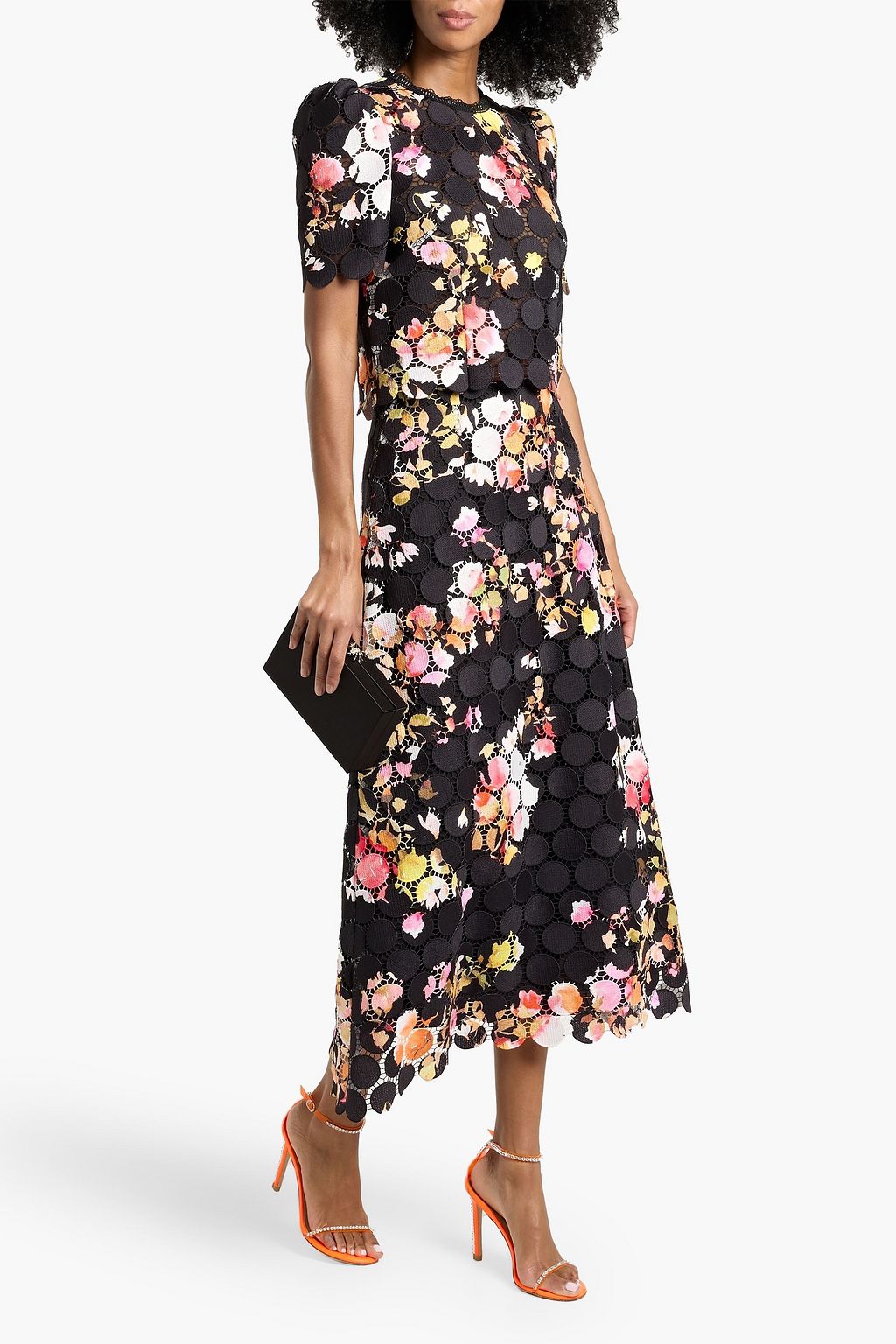 MONIQUE LHUILLIER Printed guipure lace top | THE OUTNET