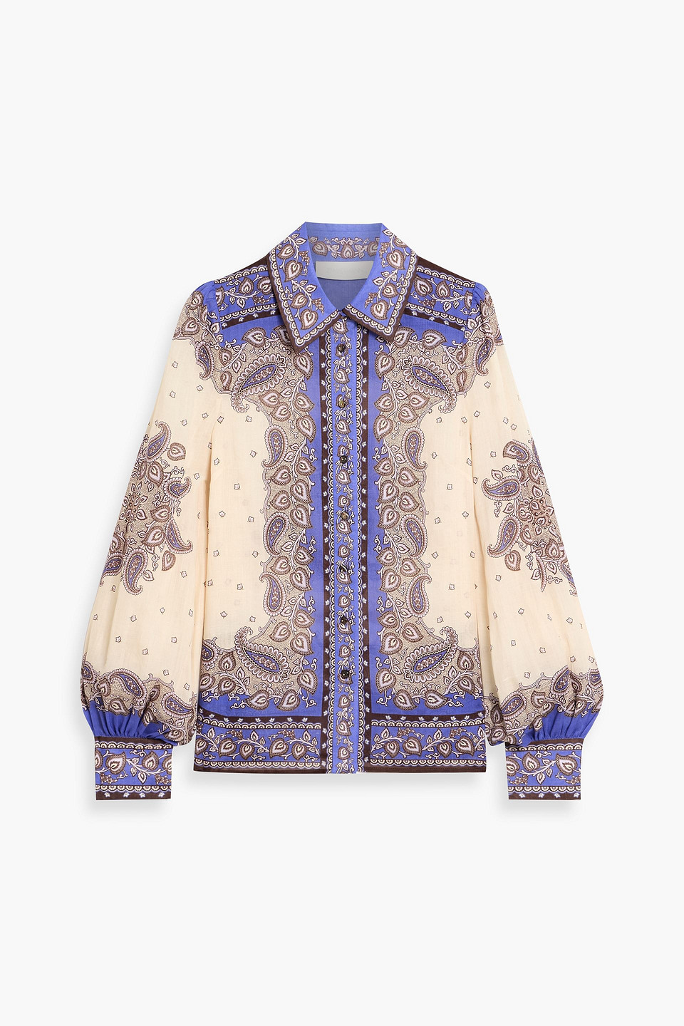 Zimmermann Paisley-print Ramie Shirt In Purple