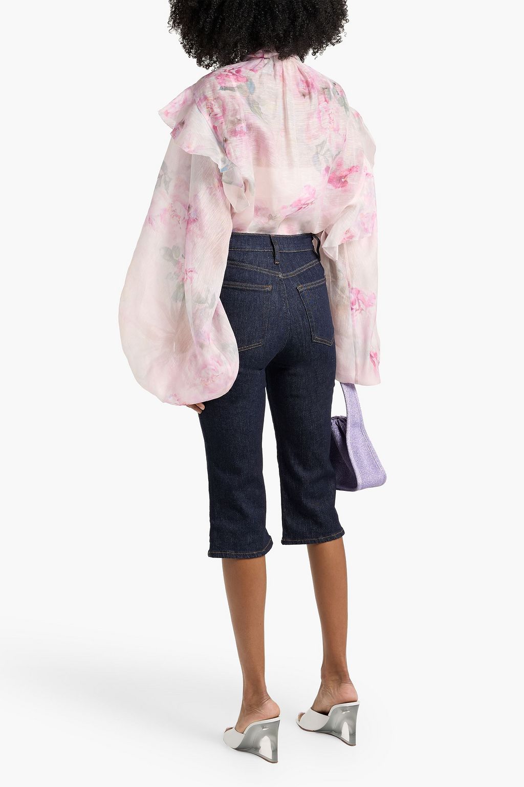 ZIMMERMANN Pussy-bow floral-print linen and silk-blend gauze top