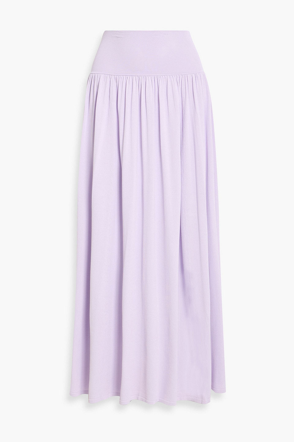 Zimmermann Gathered Stretch-knit Maxi Skirt In Purple