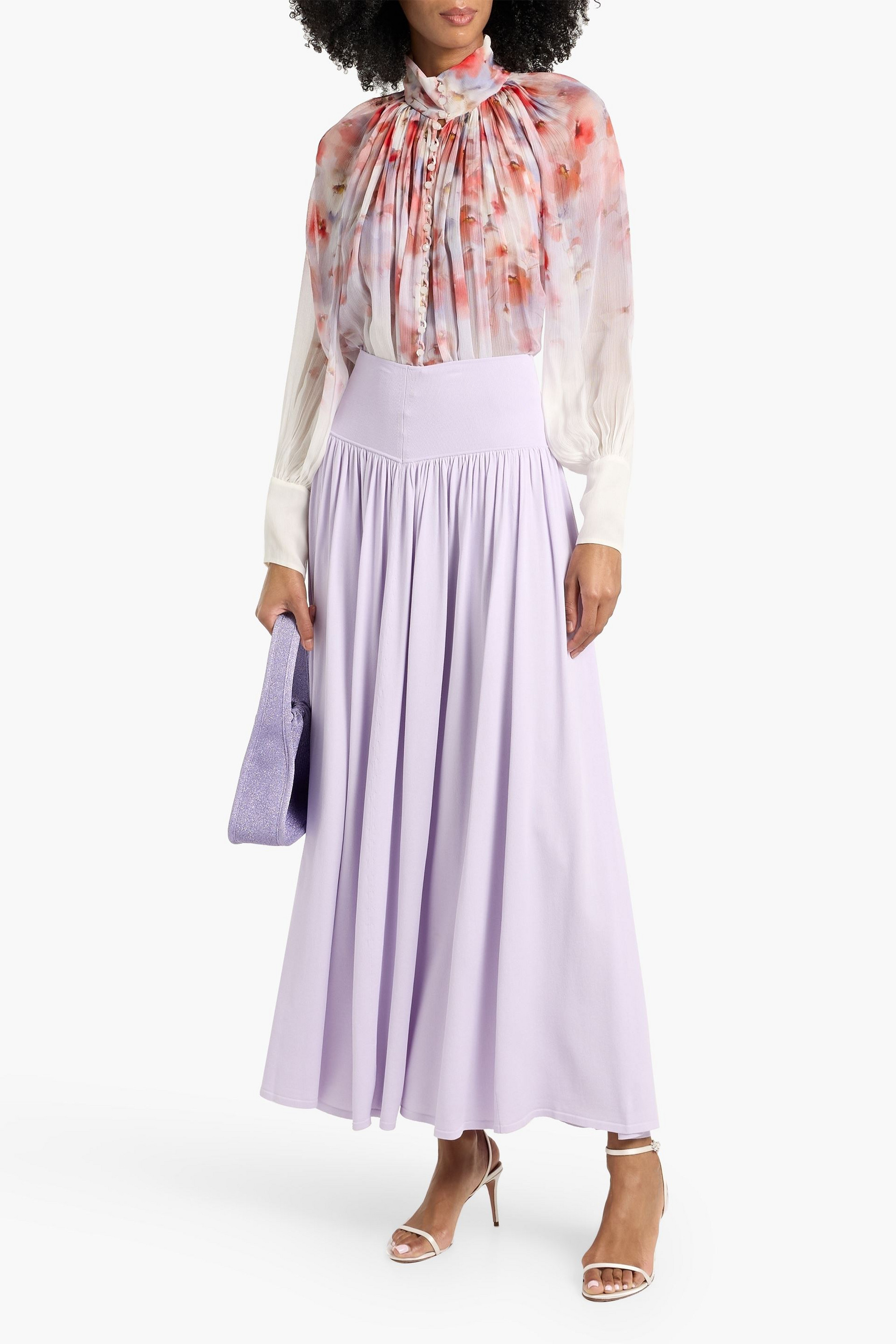 Zimmermann Gathered stretch-knit maxi skirt