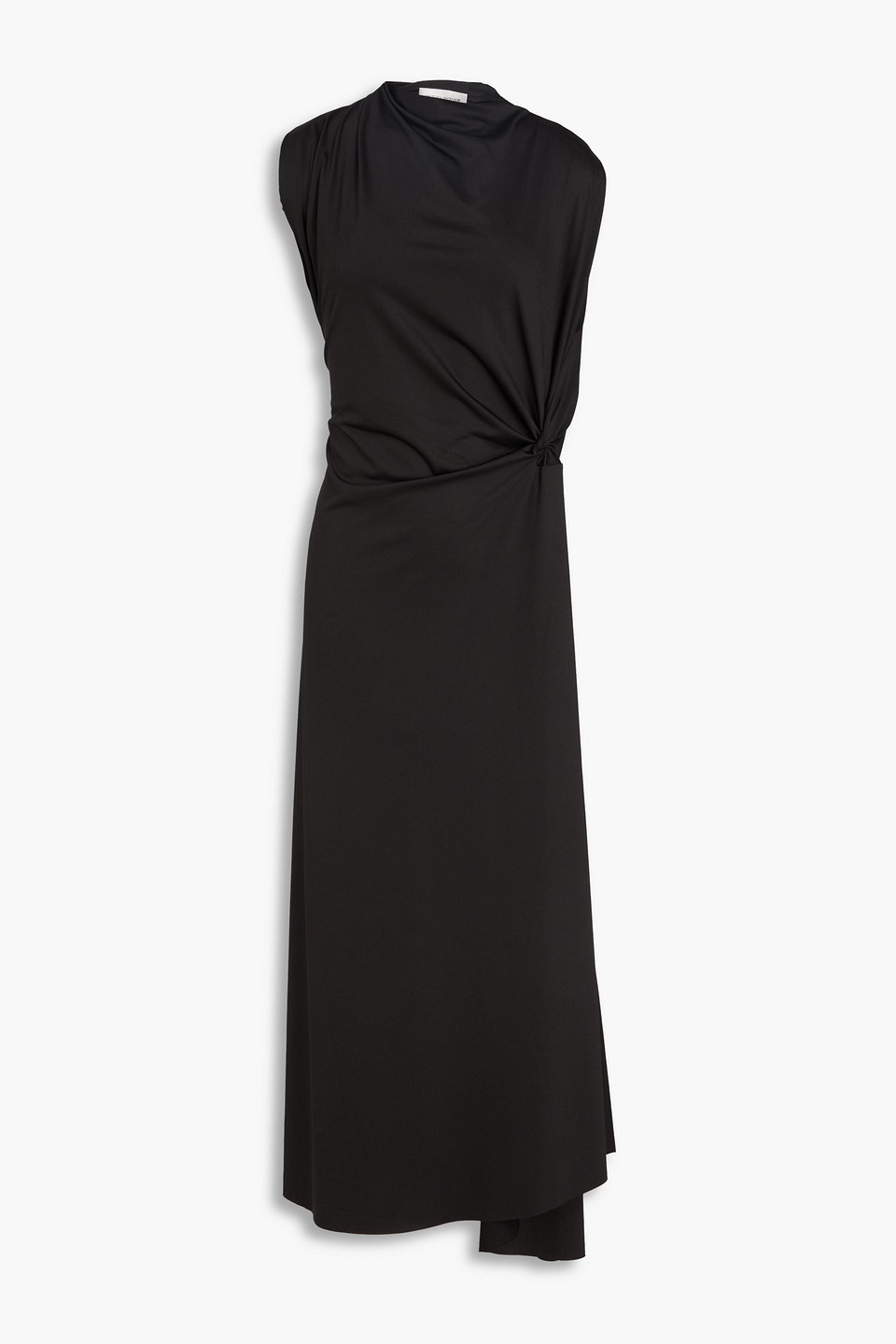 Victoria Beckham Draped Stretch-jersey Midi Dress In Black