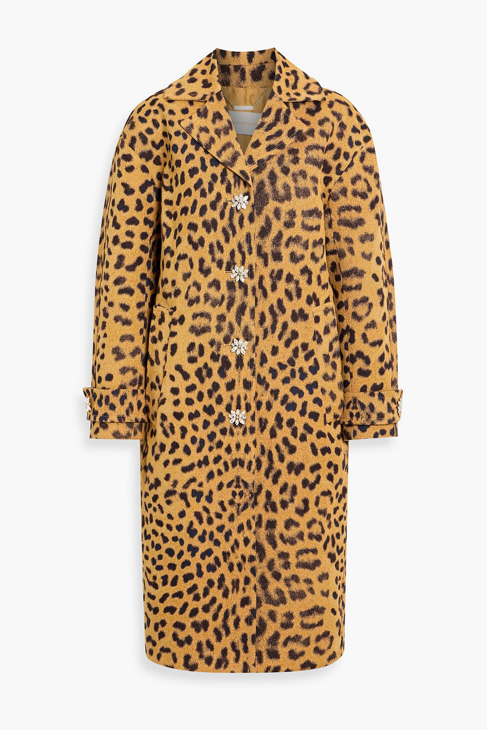 Zimmermann Leopard-jacquard Coat In Gold