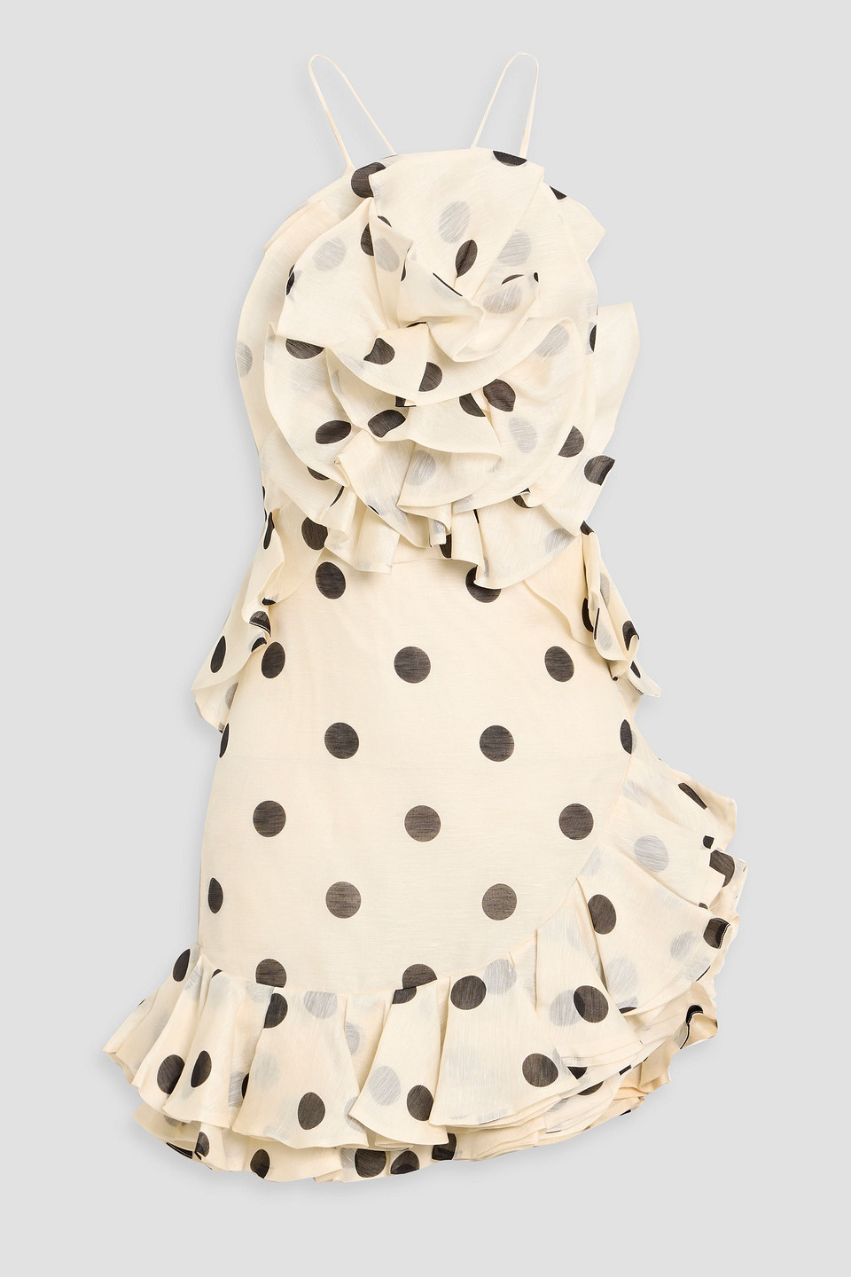 Zimmermann Ruffled Polka-dot Linen And Silk-blend Gauze Mini Dress In White