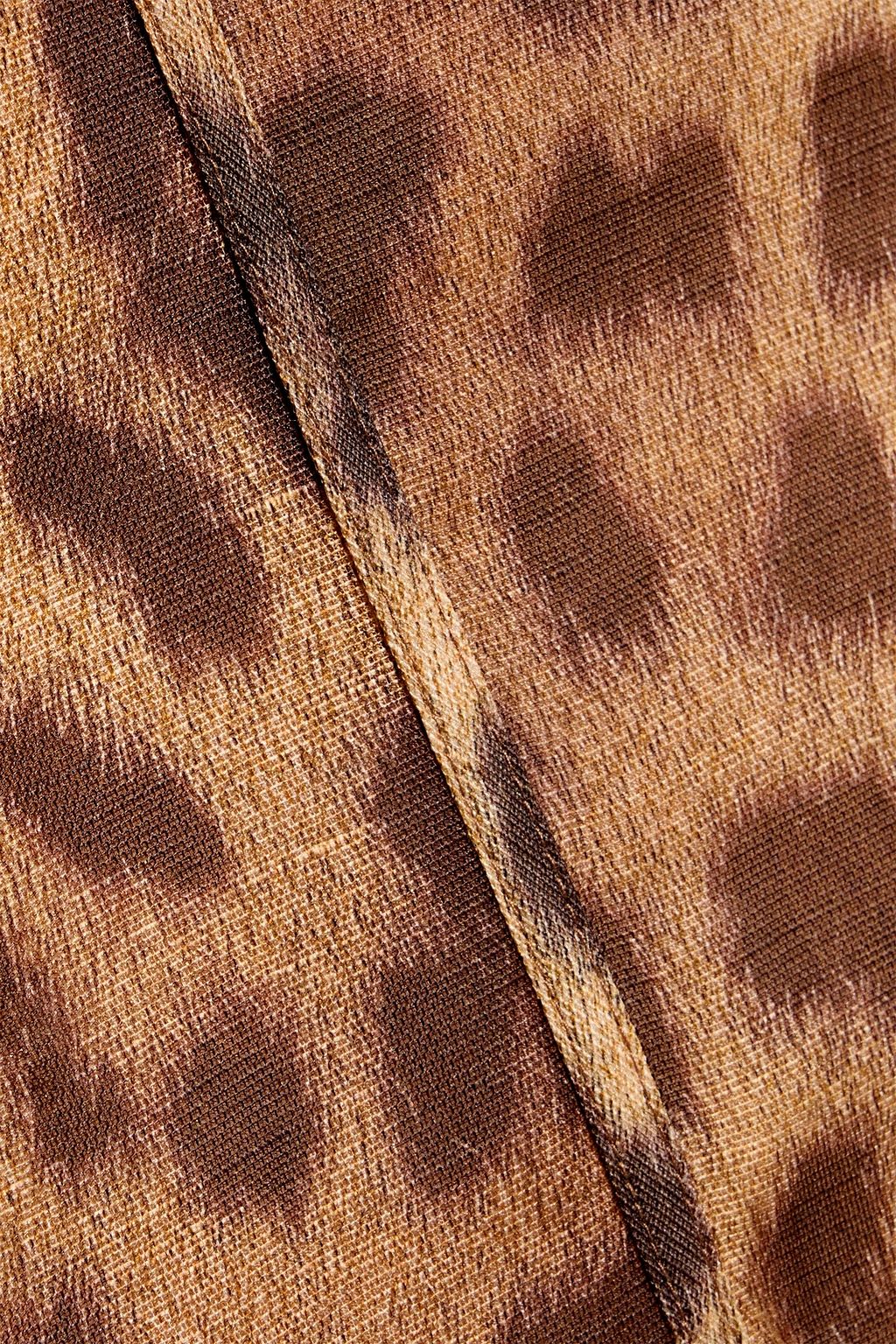 ZIMMERMANN Fluted leopard-print linen and silk-blend gauze midi skirt