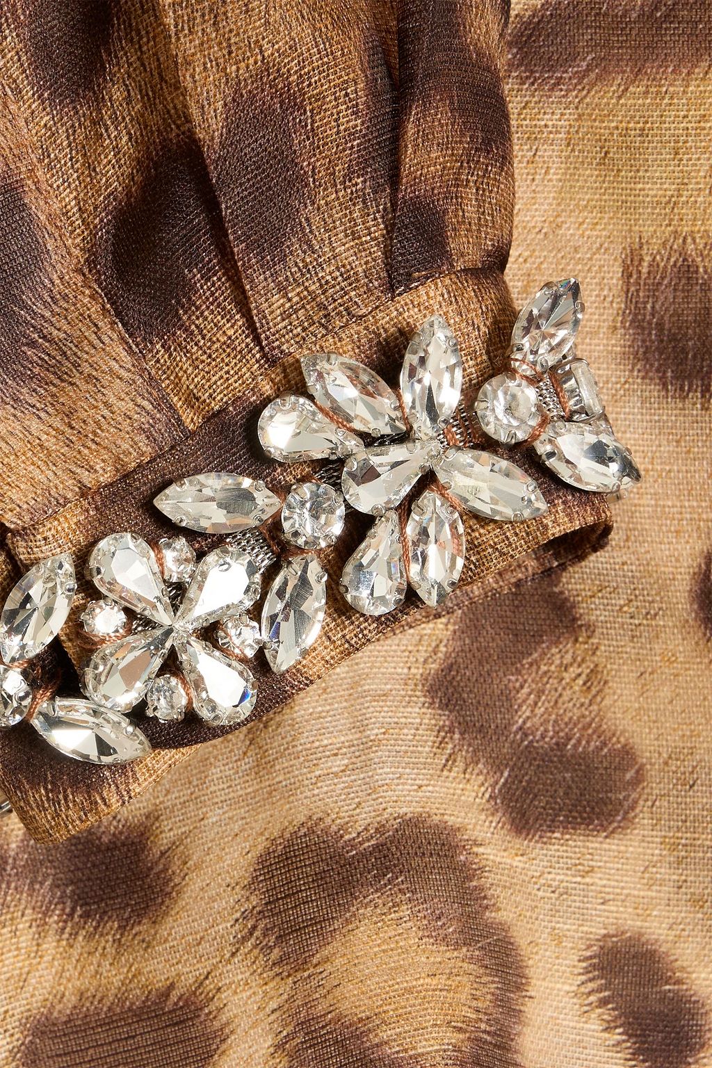 ZIMMERMANN Crystal-embellished leopard-print linen and silk-blend gauze blouse