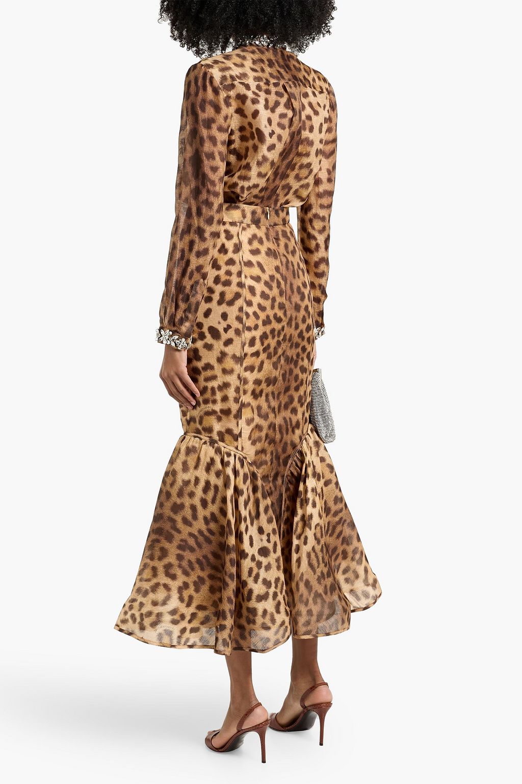 ZIMMERMANN Crystal-embellished leopard-print linen and silk-blend gauze blouse