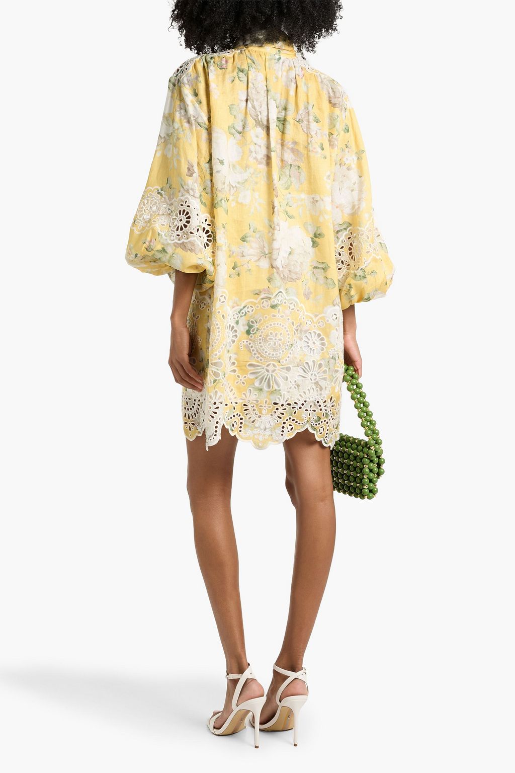 ZIMMERMANN Broderie anglaise-trimmed floral-print linen-gauze mini dress