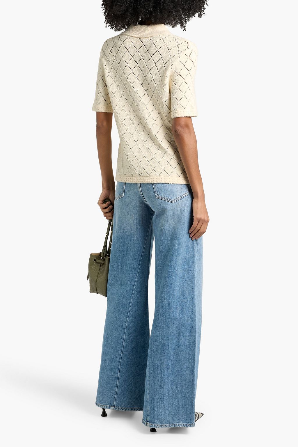 ZIMMERMANN Pointelle-knit polo sweater