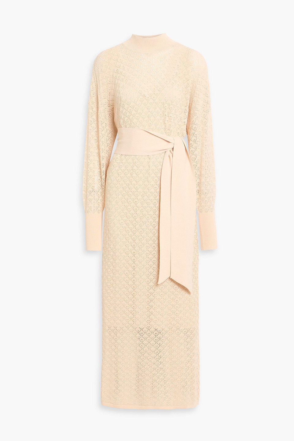 Zimmermann Pointelle-knit Turtleneck Maxi Dress In Neutral