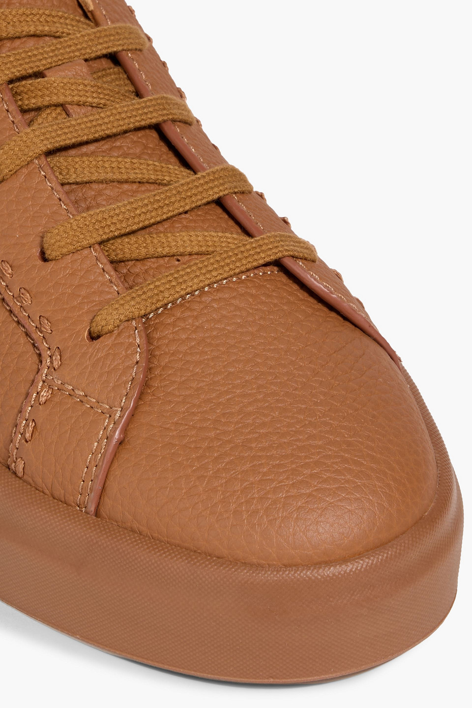 Santoni Tumbled Leather Sneakers In Brown