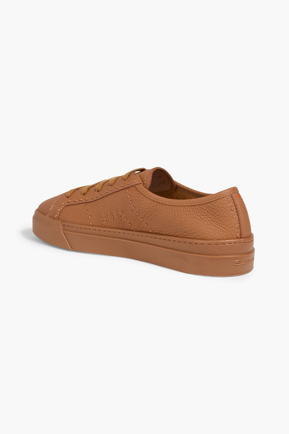 Santoni Tumbled Leather Sneakers In Brown