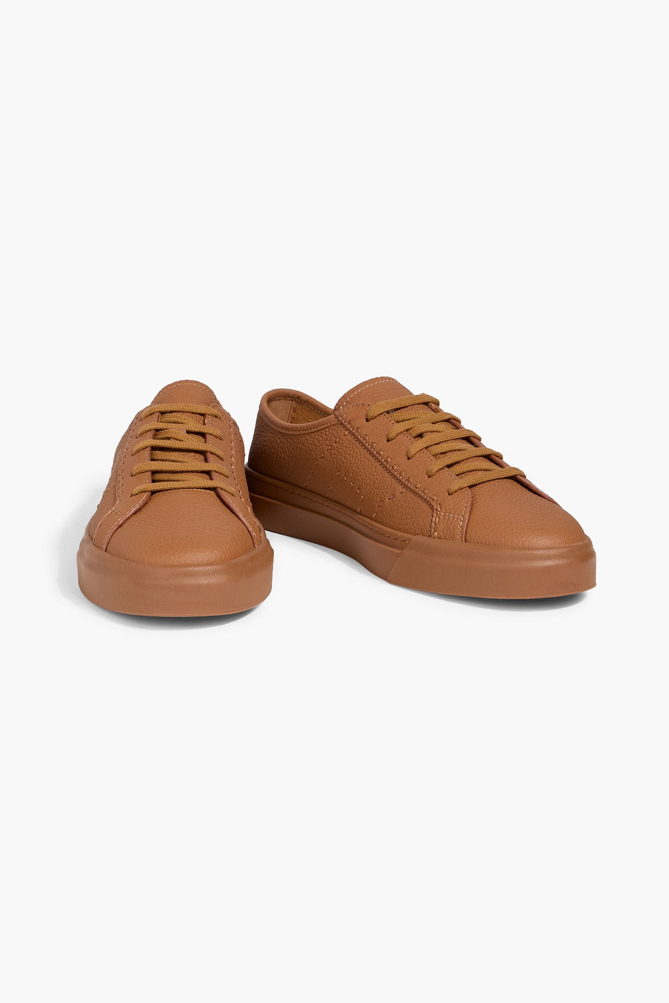 Santoni Tumbled Leather Sneakers In Brown