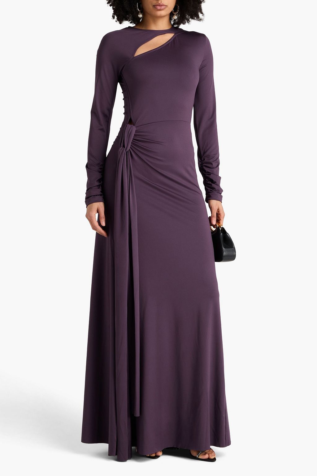 Cutout stretch-jersey gown - dark purple - UK 10