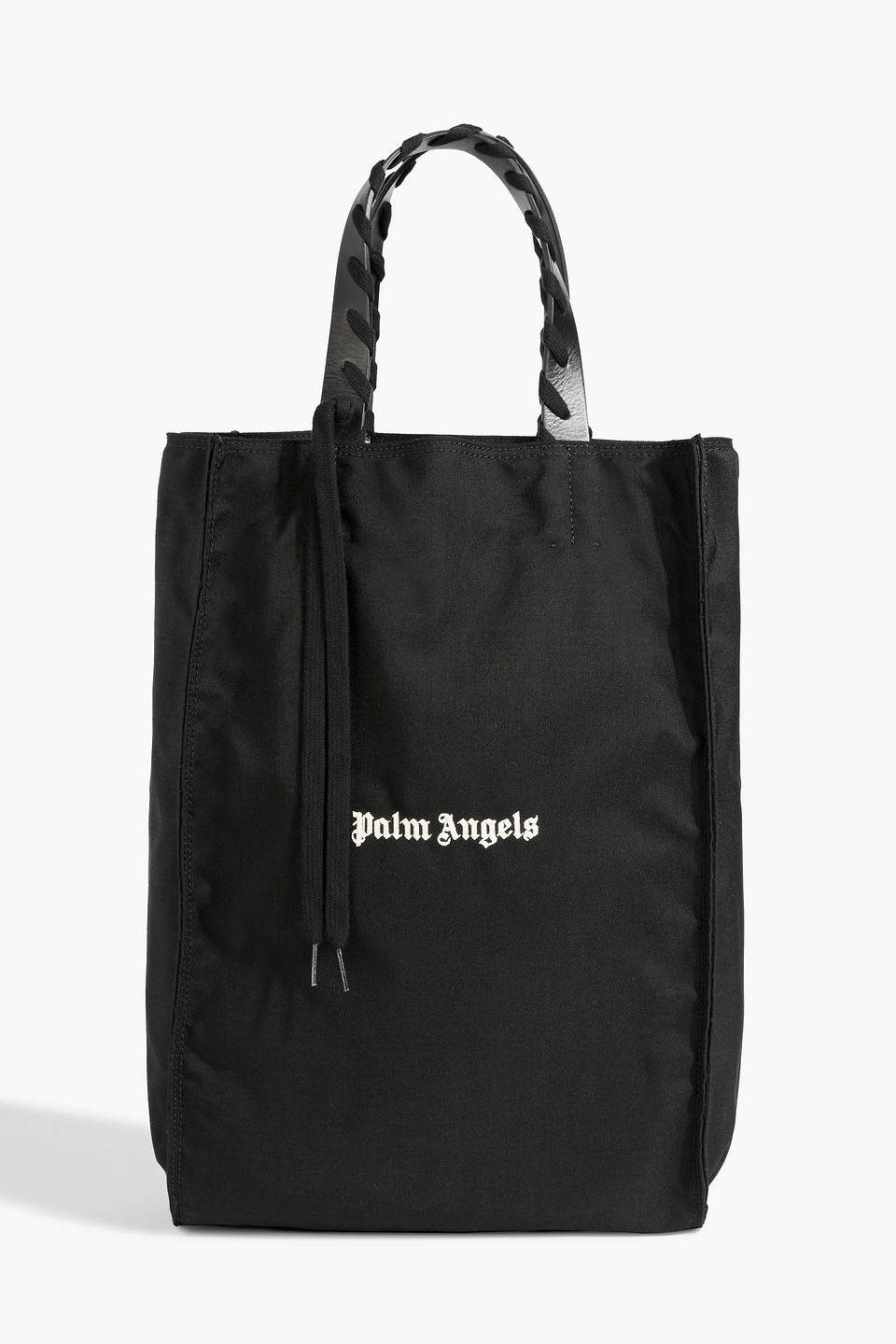 palm angels - leather-trimmed cotton-canvas tote - black - onesize