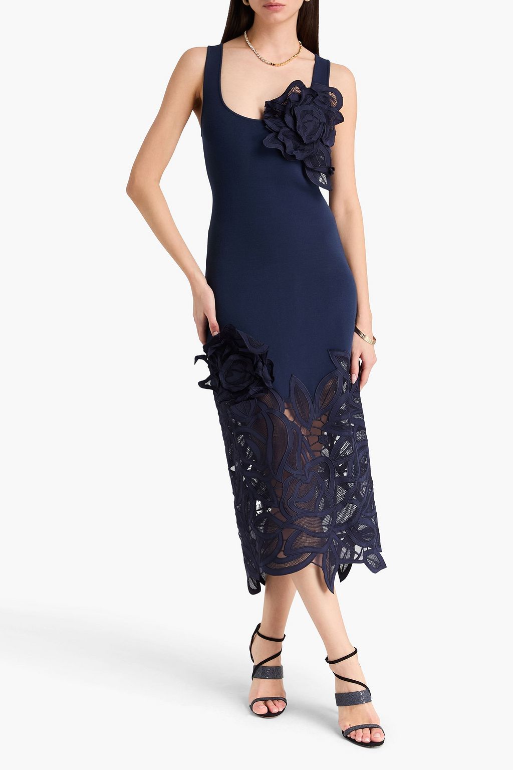 oscar de la renta guipure lace midi dress Oscar de la Renta Guipure Lace Midi Dress