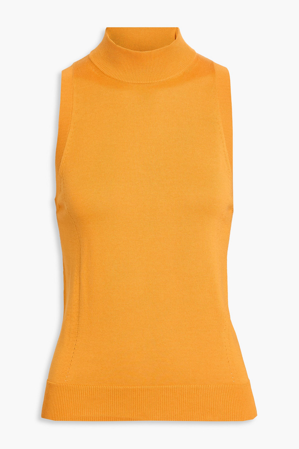 Carolina Herrera Silk And Cotton-blend Turtleneck Top In Orange
