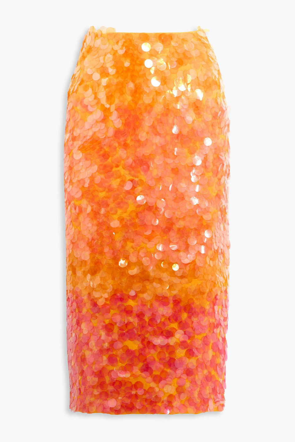 Carolina Herrera Sequined Crepe Midi Skirt In Orange