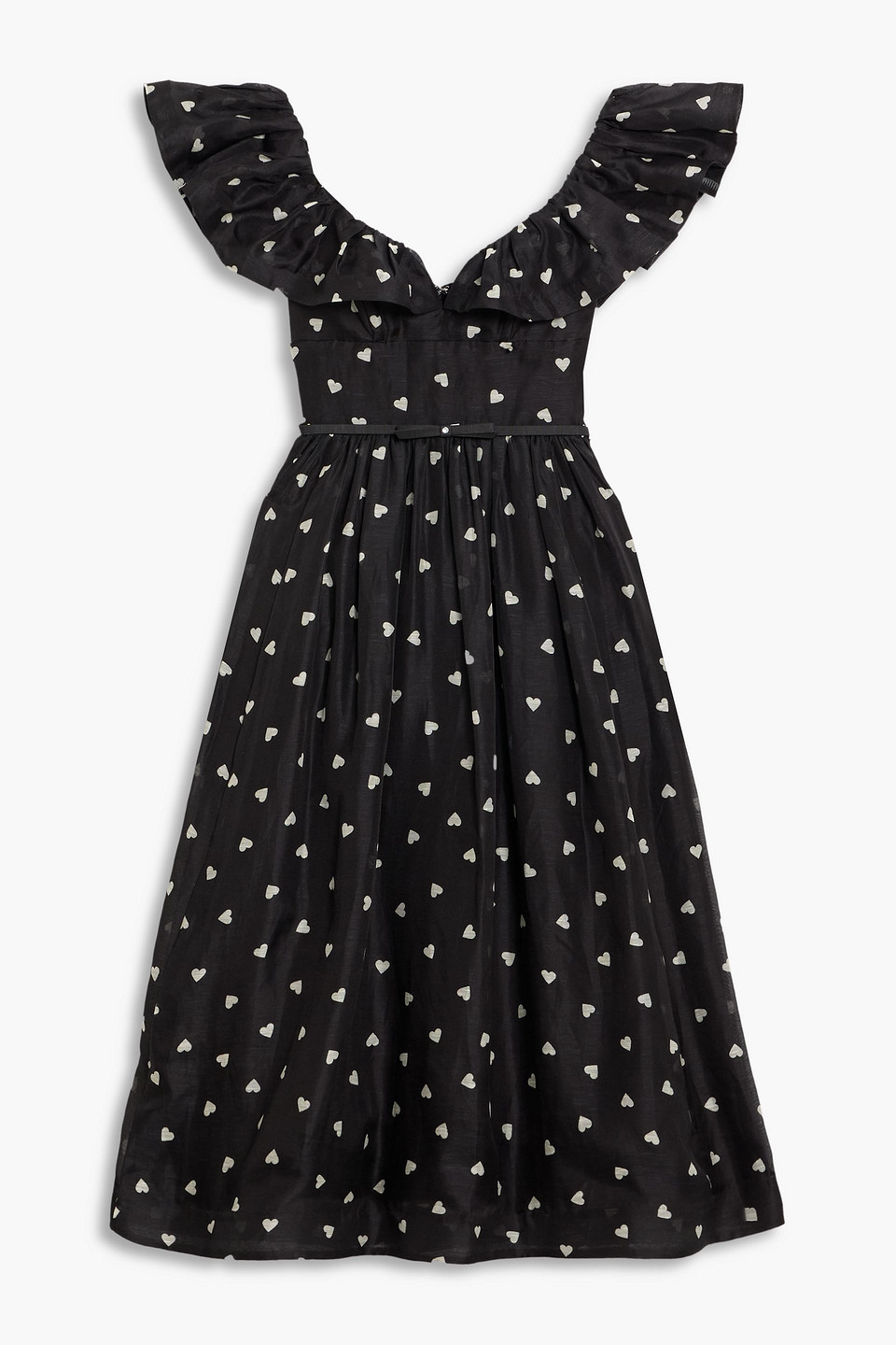 Zimmermann Printed Linen And Silk-blend Gauze Midi Dress In Black
