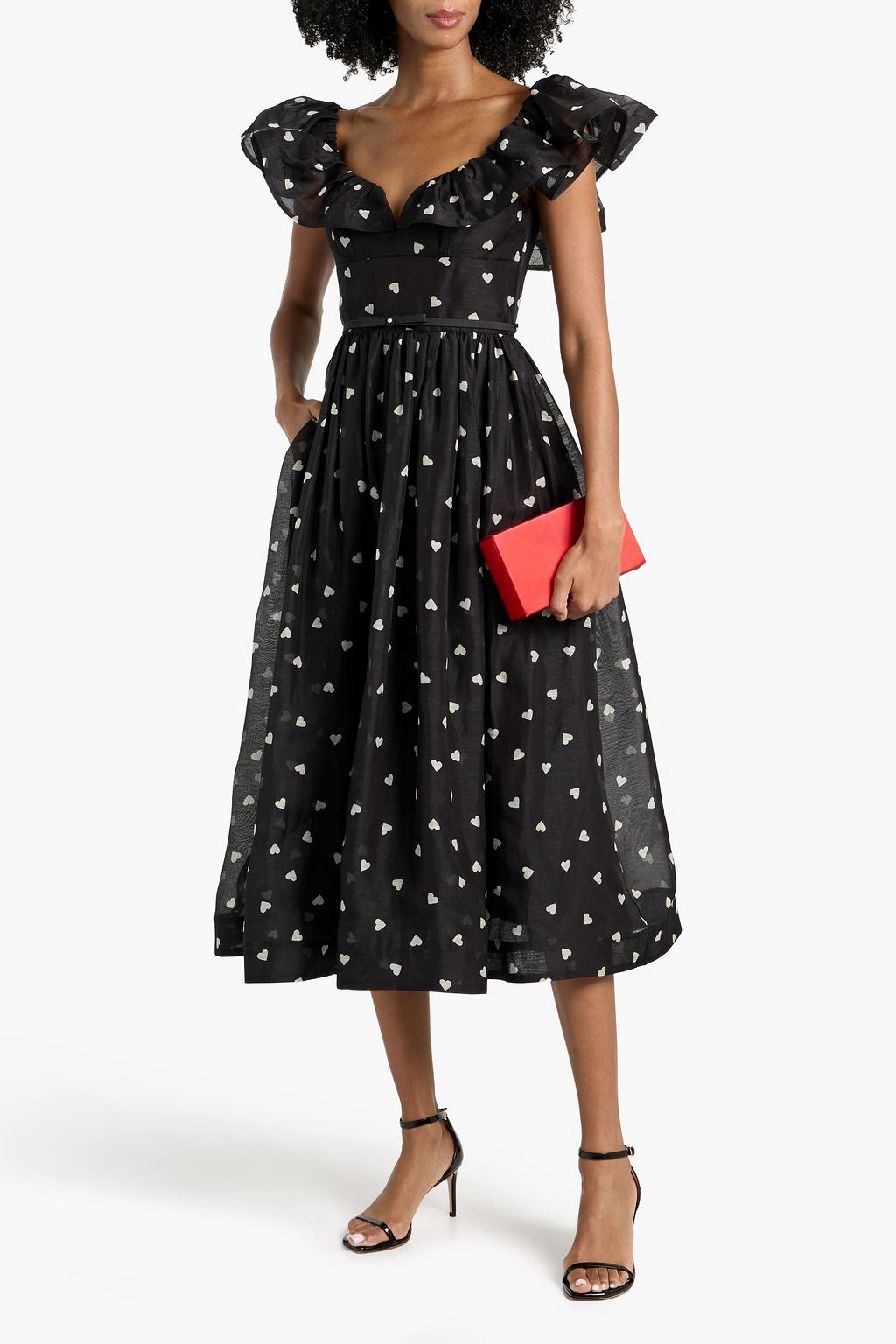 ZIMMERMANN Printed linen and silk-blend gauze midi dress