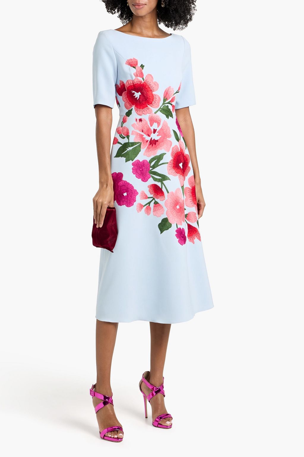 sachin and babi light blue dress Carolina Herrera Embellished Mini Shift Dress with Pearlescent Detail