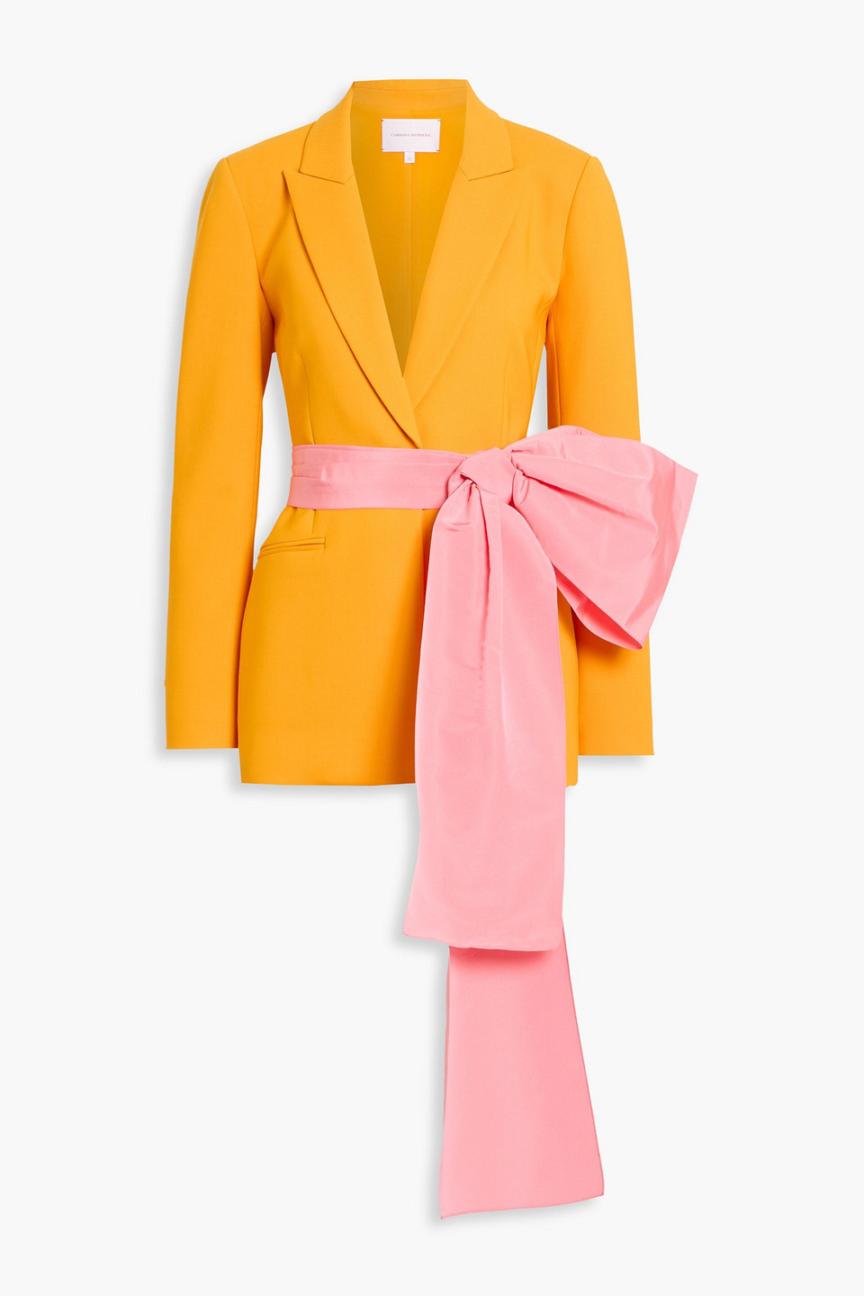 Carolina Herrera Belted Two-tone Wool-blend Blazer In Yellow