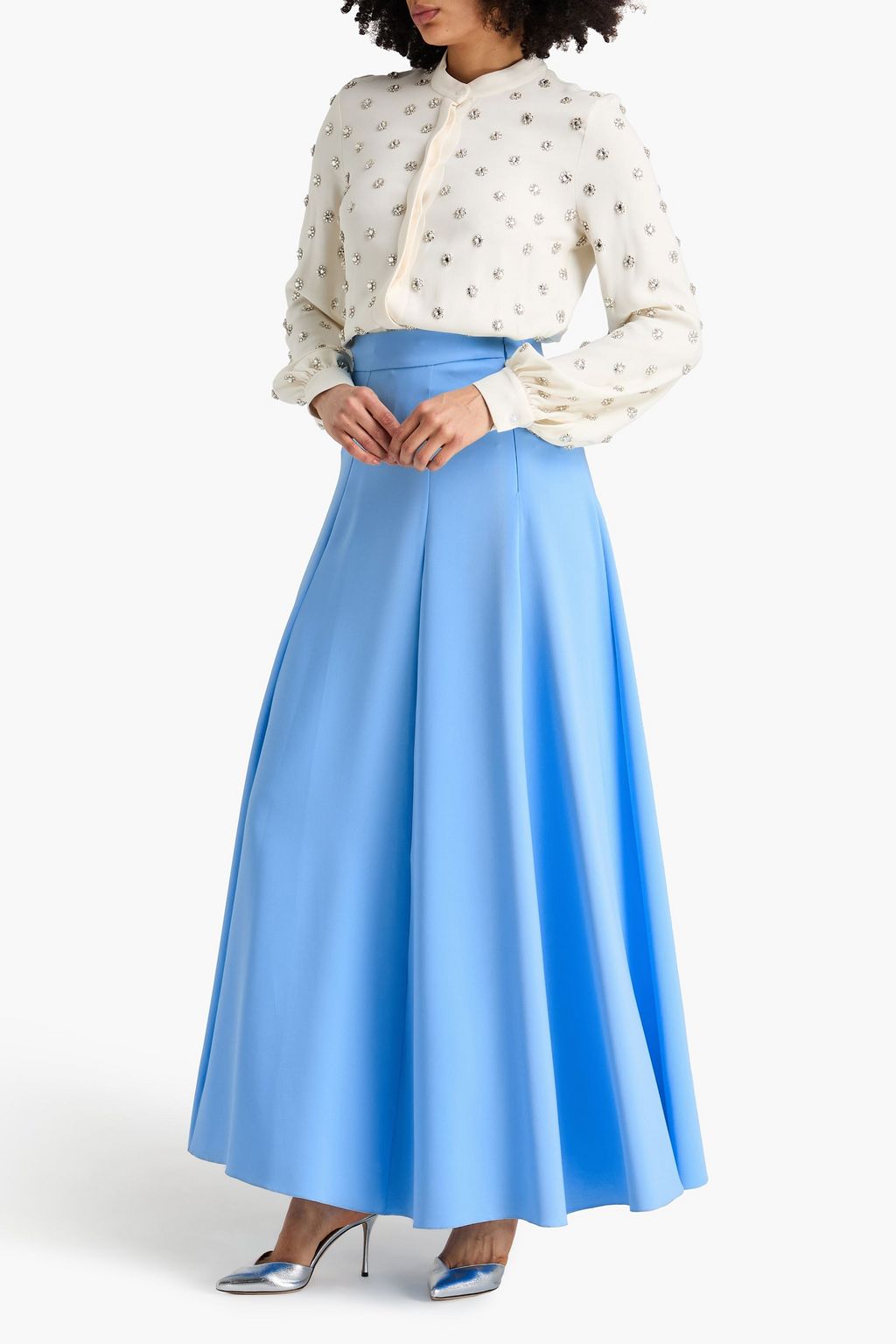 OSCAR DE LA RENTA Silk-blend crepon maxi skirt | THE OUTNET