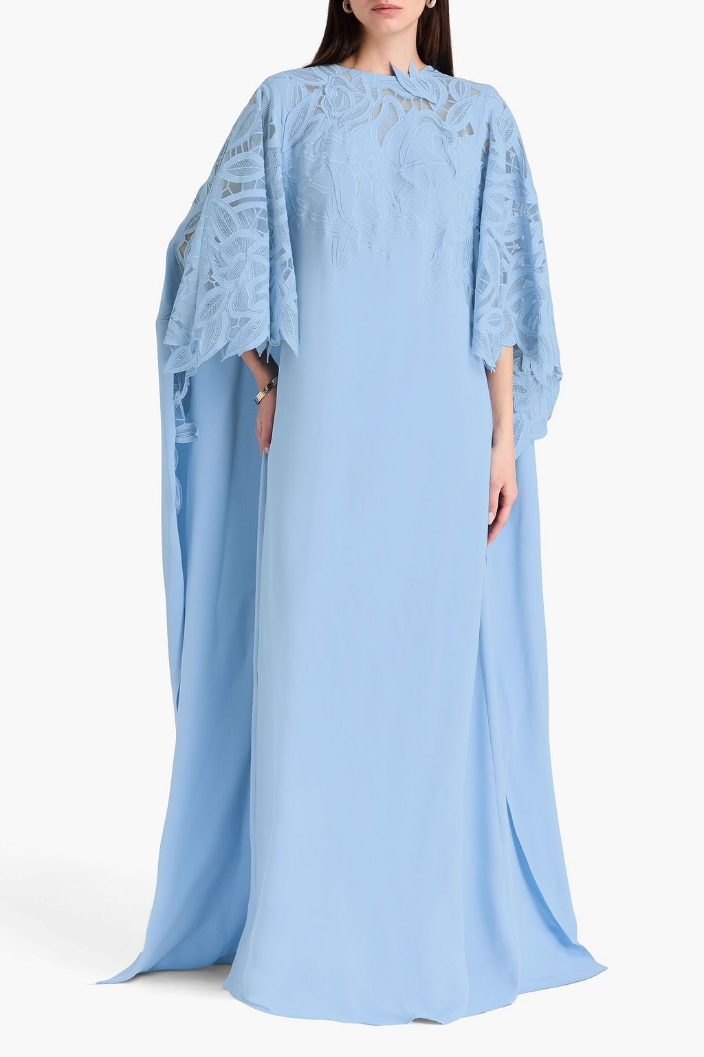 OSCAR DE LA RENTA Lace-paneled crepe gown | THE OUTNET
