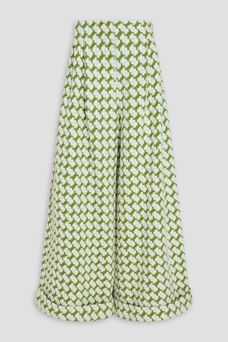 Pucci Wool-blend Jacquard Wide-leg Pants In White