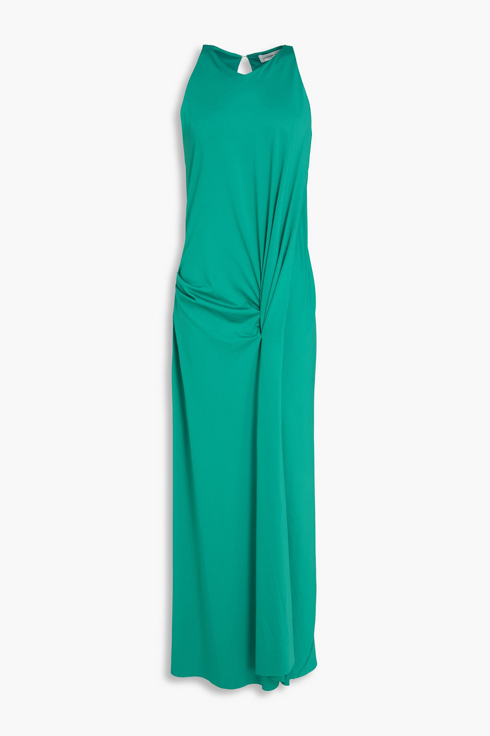 victoria beckham - draped stretch-jersey maxi dress - green - uk 4