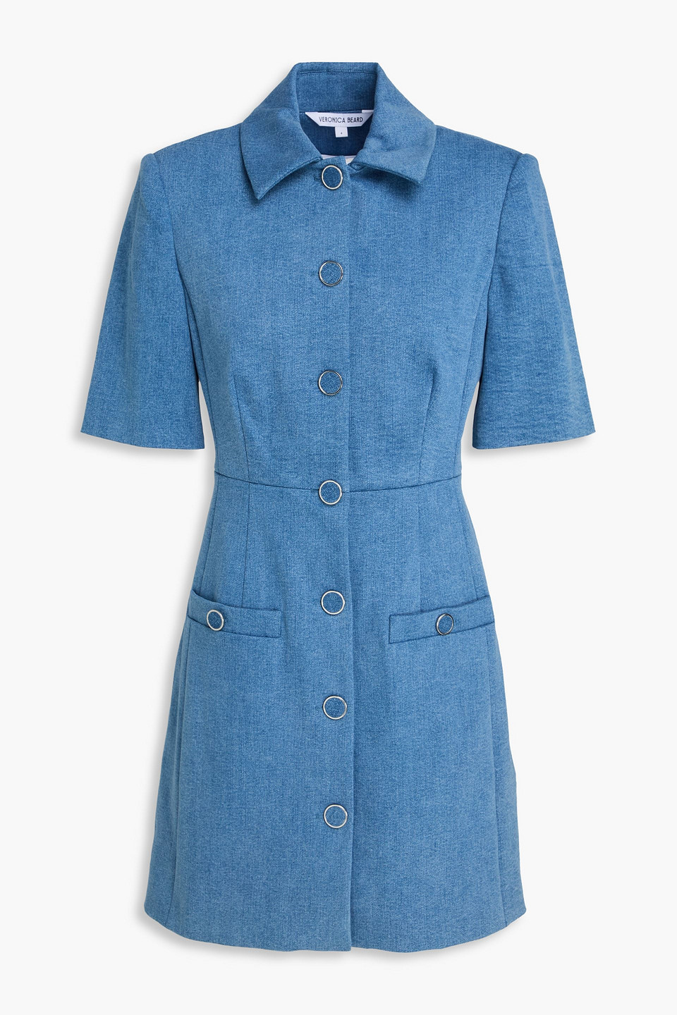 Veronica Beard Paige Denim Mini Shirt Dress In Blue